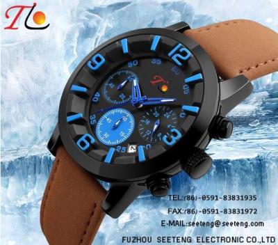 PU leather strap  with alloy case sports watch suitable for climing and  skiing