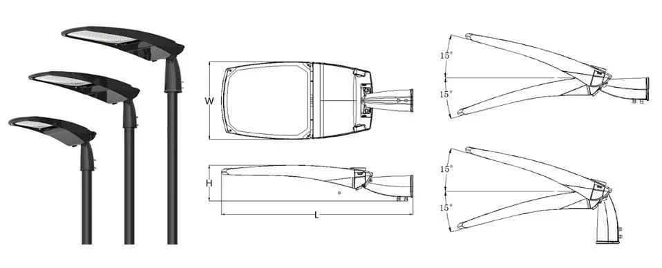 Ультра ясный закаленный стеклянный уличный свет расквартировывая заливку формы алюминиевое 160lm/W