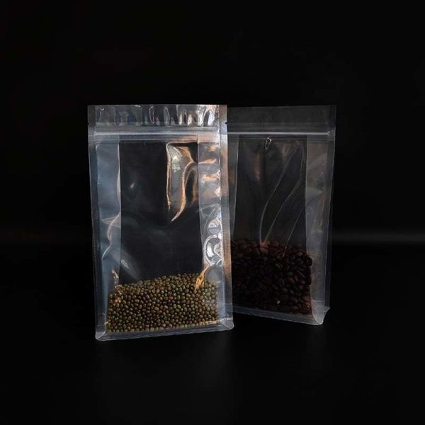 Food Grade Square Bottom Bag Resealable Clear Ziplock Bags For Nuts Snack Dry Food