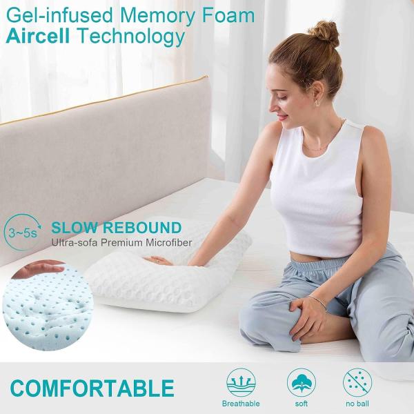 Customized Color Gel Memory Foam Pillow for Neck Orthopedic Support in Home Decor
