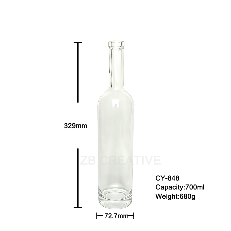 700ml Cork Closure Spirit Glass Bottle Reusable Recyclable Premium Liquor Brandy Spirits