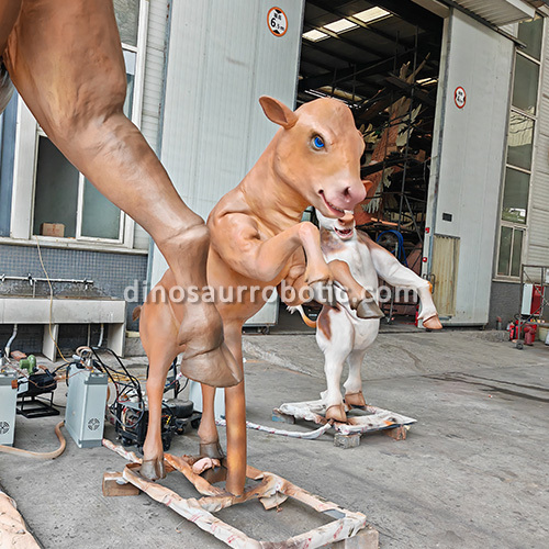 Animatronic Cow with Tail Swinging and Authentic Sound Effects Customizable for Various Scenes