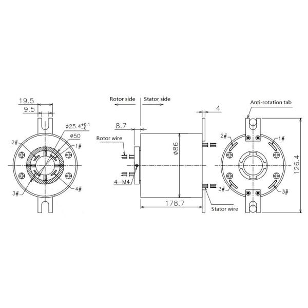 кольцо выскальзывания локальных сетей гигабита скважины 380VDC 300rpm 25.4mm внутреннее