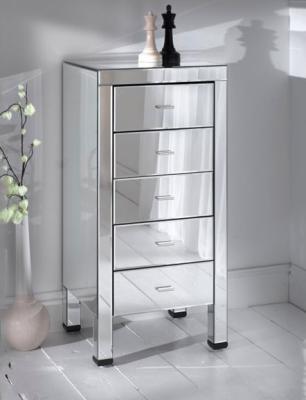 Beveled Glass Mirrored Bedroom Chest Furniture W40 * D34 * H102cm Size
