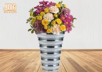 Pots larges décoratifs d'usine de fibre de verre de bouche avec la finition argentée en verre de mosaïque