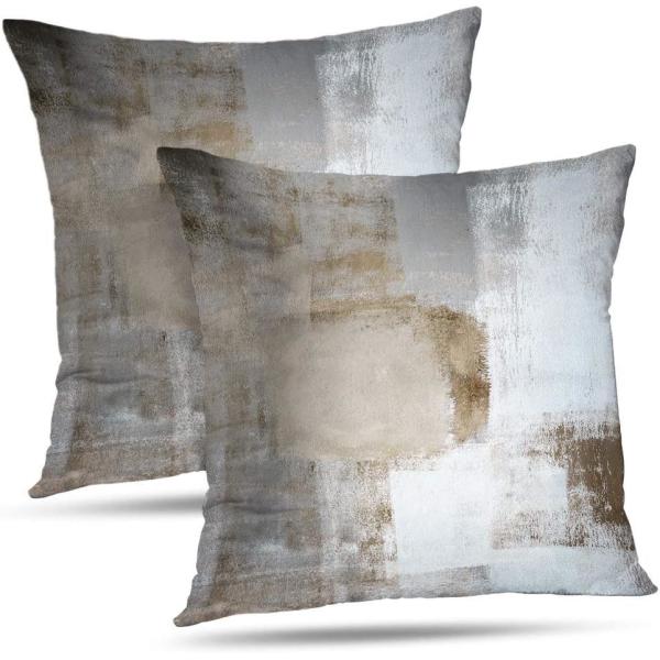 Set of 2 brown art pieces Contemporary decor Gray Home decor Hug pillowcase Pillow case 18X18 inches