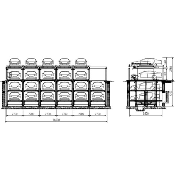 Type se garant en acier 4 du système PSH de Pit Lift Sliding Puzzle Car - 6m/min