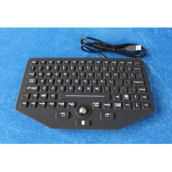 92 key sealed rugged silicone rubber industrial keyboard with trackball for Vehicle use