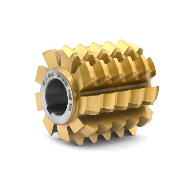 Finishing involute spline hob type 1 (round top ot teeth) M5 A 90x90x32 30° (3° 36) TIN Coating HSS