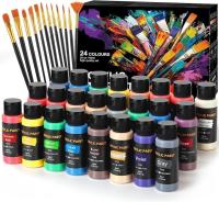 24 colores 60 ml Kit de pintura acrílica de arte no tóxico con 12 pinceles para pintar