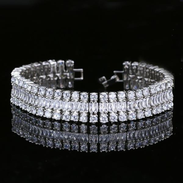 Summer Cute Crystal Bracele Jewelry Cluster Colorful CZ Stone Bracelet SIlver Plated Bracelet for Women Banquet Dinner