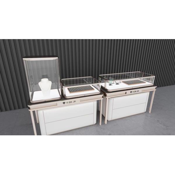 Анти- изогнутые столкновением стойки ювелирных изделий стеклянного шкафа ювелирных изделий золотые наслоенные