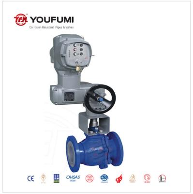 Pneumatic PTFE PFA Lined Control Valve Fluoroplastic Ball Type