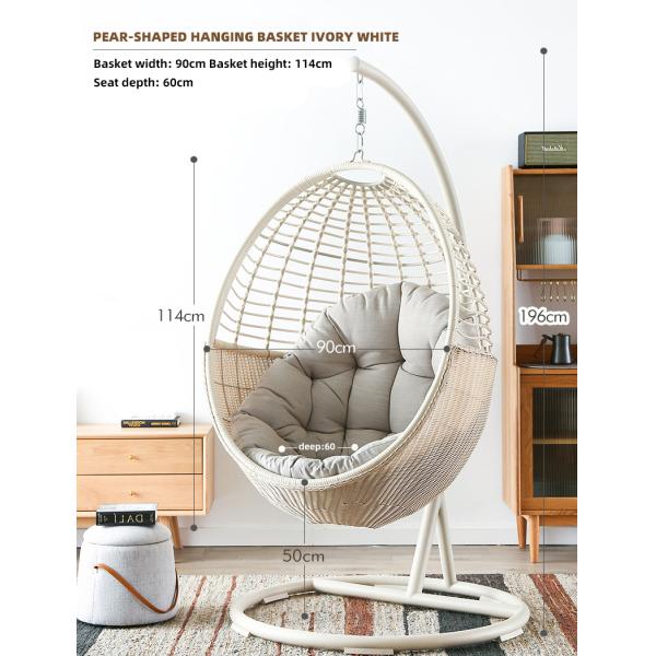 Q195 Carbon Steel Frame Single Hanging Egg Shaped Basket Chair