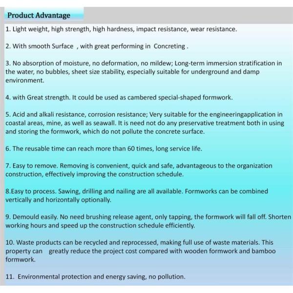 Construction Light Weight 12mm Hollow Plastic Formwork