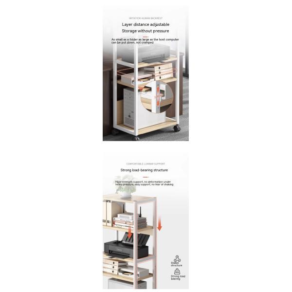 Commercial Furniture 3 Tier Movable Printer Stand Multi-purpose Desk Organizer