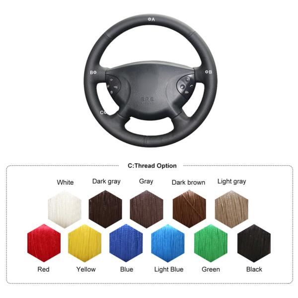 Mercedes-Benz W210 E280 2007-2009 PU Leather Black DIY Car Wrap Steering Wheel Cover