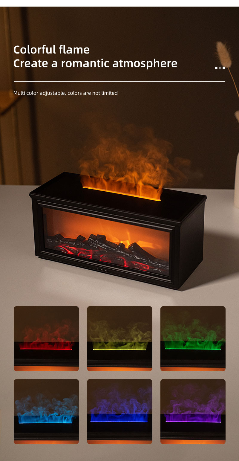 Home Creative Portable 280ml Bonfire Aroma diffuser USB Colorful Light Remote Control Simulated Fireplace Nebulizing Diffuser