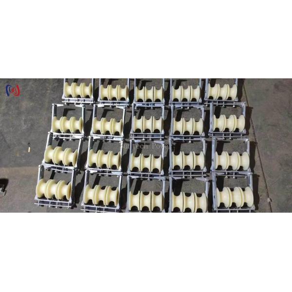 Three Sheaves Stringing Block for Three Phase Conductors | 5KN Nylon Transmission Pulley