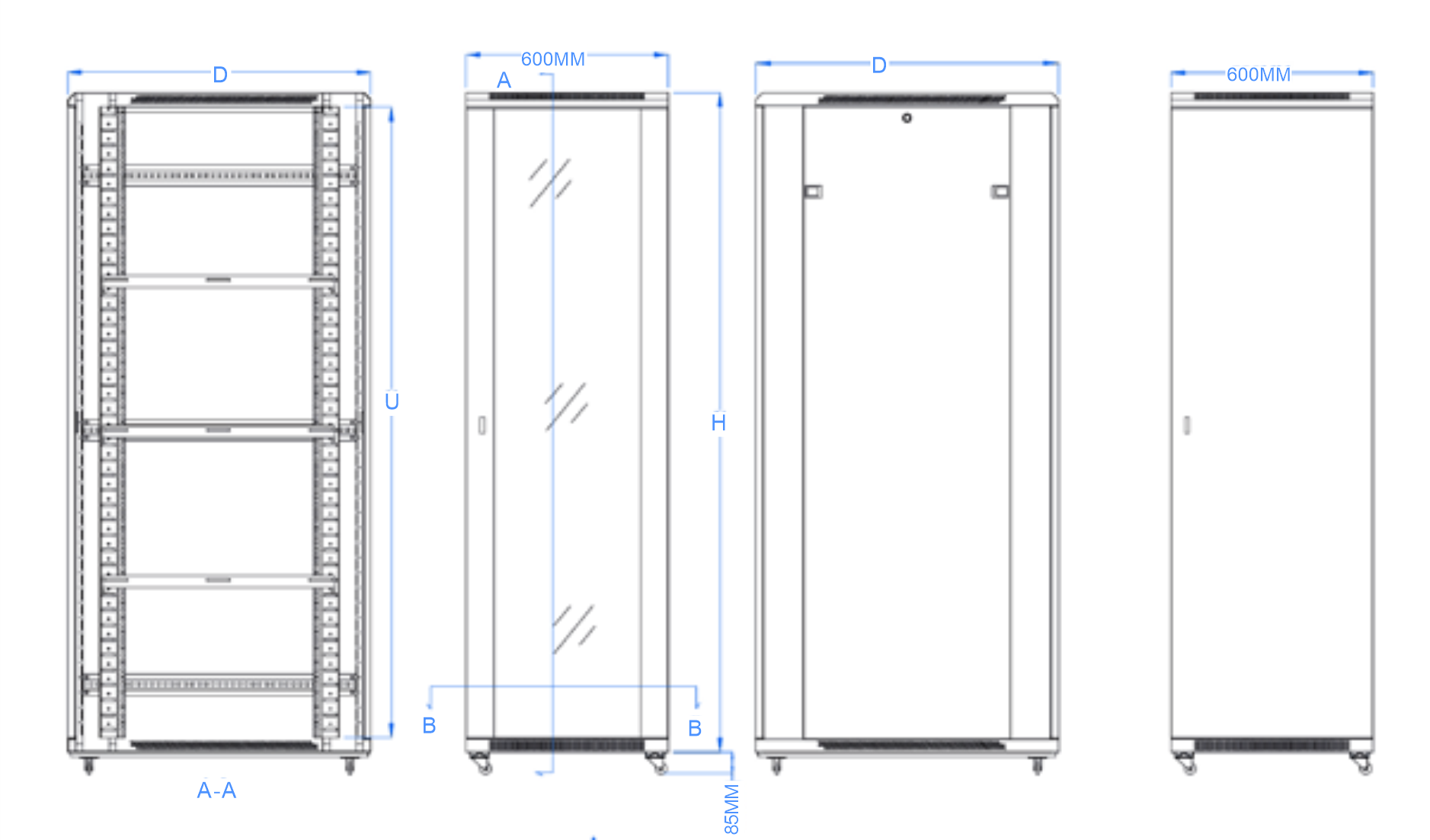 Server Rack Cabinet with 800KG Static Loading Capacity 65% Ventilation Rate and SPCC Cold Rolled Steel for Data Centers
