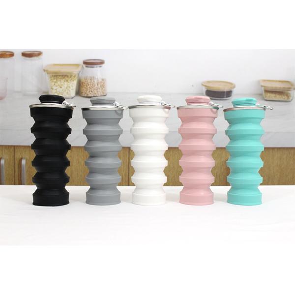 500ml Folding Silicone Bottle With Full Color / Silkscreen Printing Logo