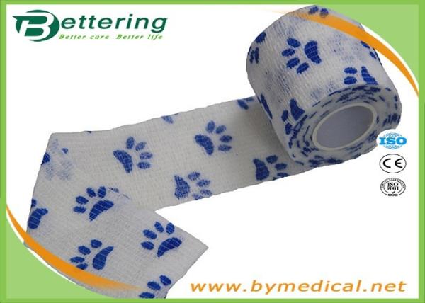 White Colour dog pawprint Veterinary elastic Non Woven Cohesive Bandage Coflex Pet Bandage