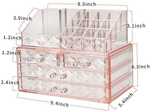 Cosmetic Storage Box Makeup Storage Container Organiser, Skincare Makeup Organizer, Brush Holder, Vanity Shelf