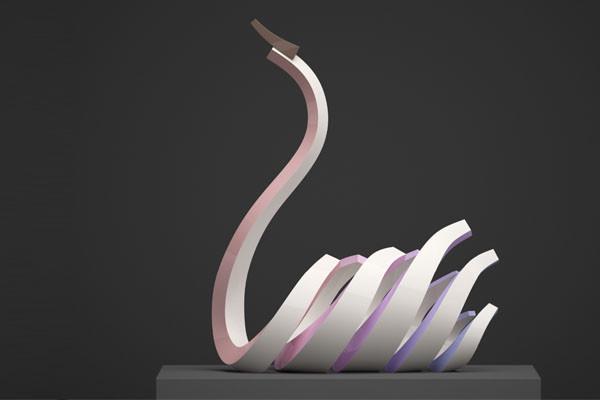 Outdoor Stainless Steel Swan Sculpture White Painted Finish