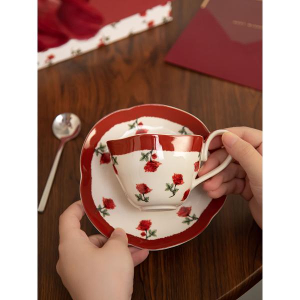 Vintage Design Porcelain Tea Cup And Saucer 210ml Volume Coffee Mug Rosalina Set
