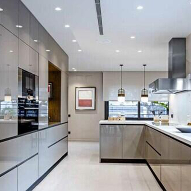 Modular Kitchen Cabinets High End Solid Wood Luxury Glossy for Countertop Edging
