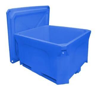 Top loading PE PU Foam Insulated Food Transport Container 1000L Capacity with Rubber Handle