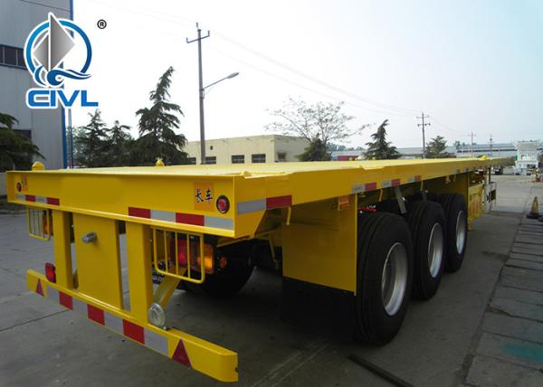 3 Axles 2 Legs Semi Trailer Trucks , Sinotruk Cimc 40ft Flatbed Truck