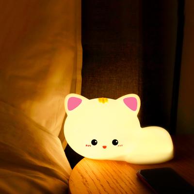 Mini Lovely Cat Rechargeable Led Soft Touch Silicone Night Light For Kids