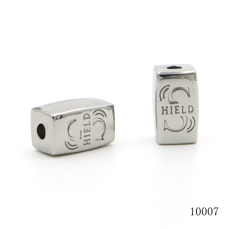 Shiny Metal Alloy Beads Rectangular Custom Engraved Beads 15x8mm For Jewelry Making Accessories