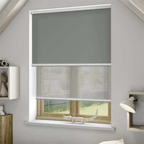 Manual Fabric Modern Grey Roller Blinds For Indoor Office Windows OEM ODM