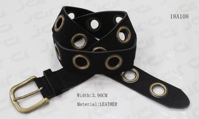 Lady Suede Womens Leather Belt With Big Eyelets & Antic Brass Buckle