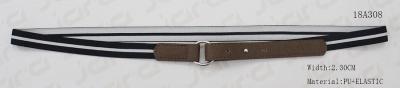 2.3cm Width Black / White Womens Stretch Belts With Antic Silver Ring And PU Part