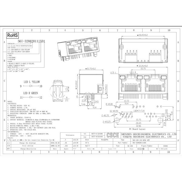 2 port RJ45 connector 8P8C RJ45 Modular Jack RJ45 Connector With Led Light