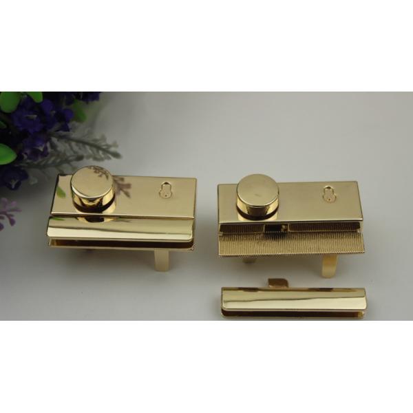 New fashion light gold zinc alloy metal bag hardware rectangle handbag turn lock