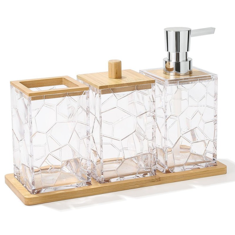 Stylish Transparent Acrylic 4 - Piece Bathroom Toiletry Set for Organizing Soap Toothbrushes Cotton Swabs