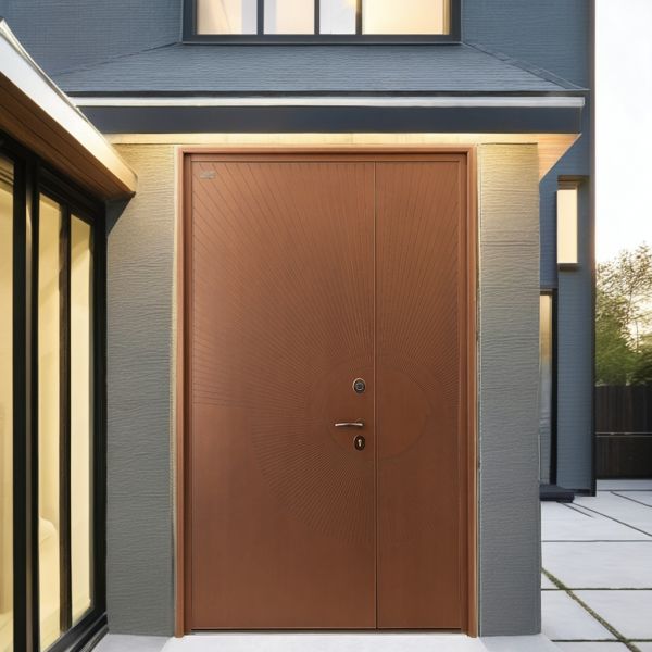 Villa Steel Security Door Finished Surface Modern Main Entry Door Custom Color