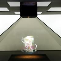 Lados grandes do tamanho 4 caixa holográfica de Holo da mostra do holograma da vitrina de 360 graus