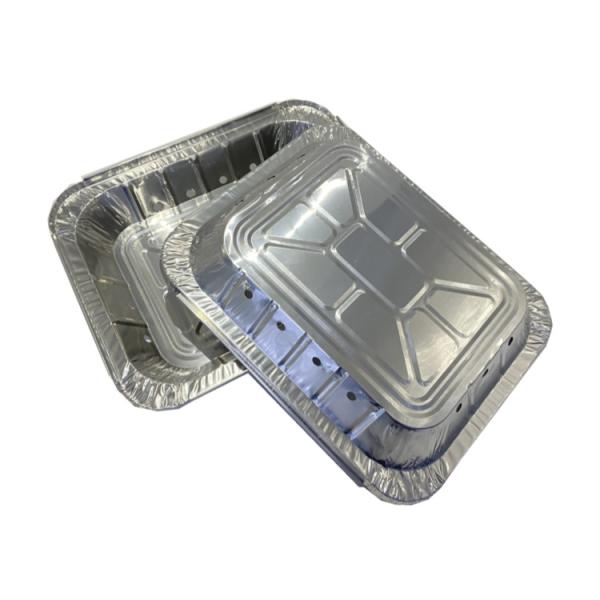 Stackable Silver Foil Food Trays Perforated Aluminum Pan For Grill