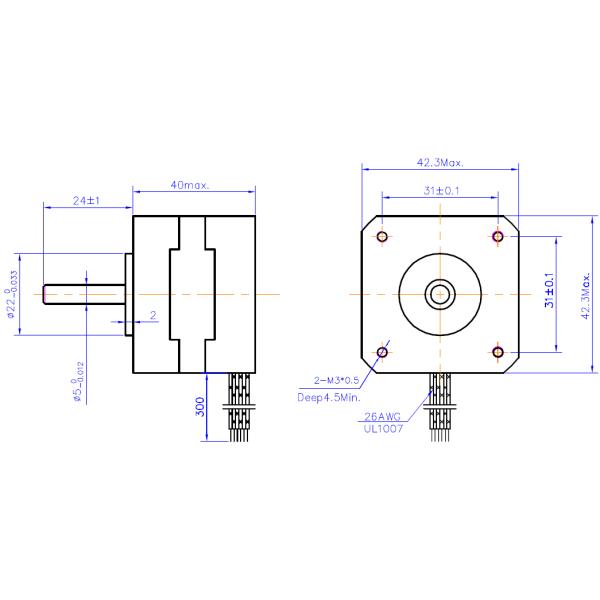 Угол шага 0.9° Stepper мотора 3.3KG*Cm NEMA 17 42mm гибридный с латунной шестерней