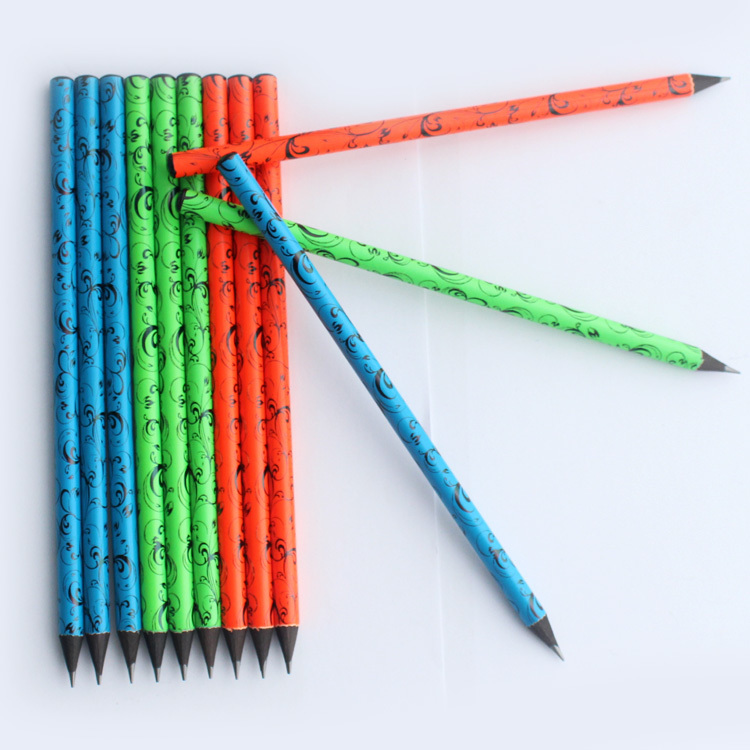 Presharpened 12pcs graphite pencil close top heat transfer black HB wood pencil