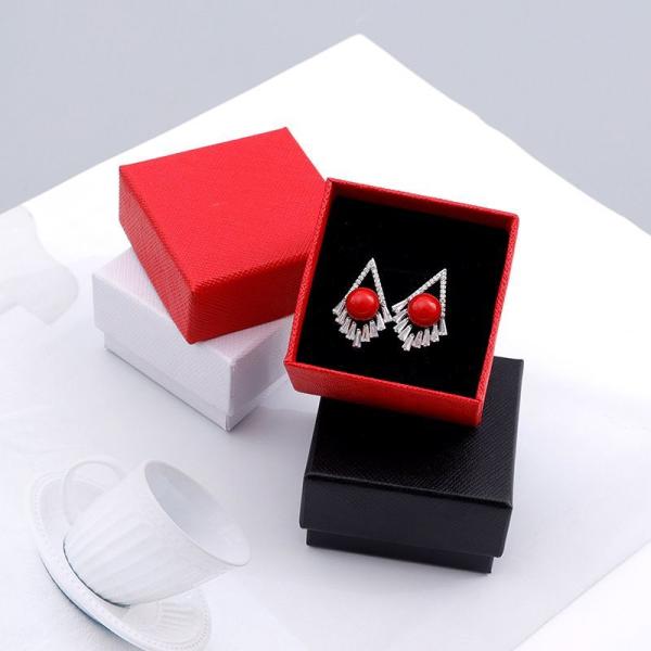 Luxury Rigid Paper Jewelry Boxes Black Cardboard Paper Necklace Packaging Box