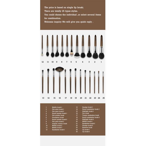 Copper Ferrule Facial Makeup Brushes 11pcs Goat Hair Blending Brush