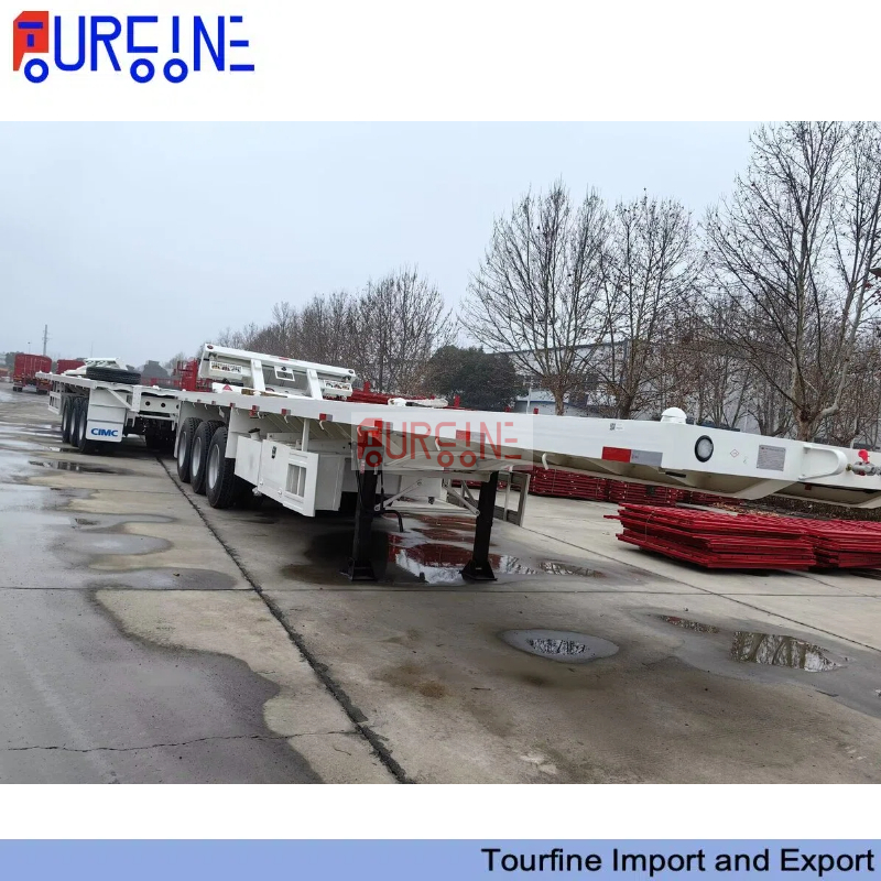 Commercial Tri Axle 40FT Flatbed Semi Trailer For Container And Cargo Transportation
