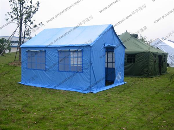 Soft PVC Windows Outdoor Event Tent , Blue Roof Cover Refugee Tent For Disaster Relief