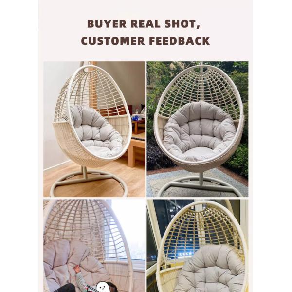 Q195 Carbon Steel Frame Single Hanging Egg Shaped Basket Chair